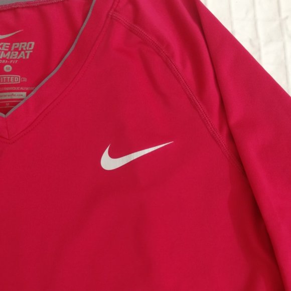Pink Nike Pro Combat, Dri-fit, athletic long sleeve shirt. M - Picture 3 of 5